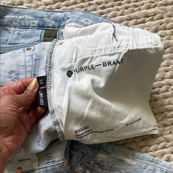 Purple Brand P001 Paint Over Light Bleach Monogram Jacquard Denim Jeans - Picture 8 of 10